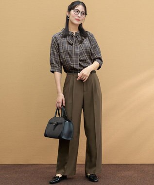 ANY SIS 褒めらレディストレッチ ワイドパンツ モカ
