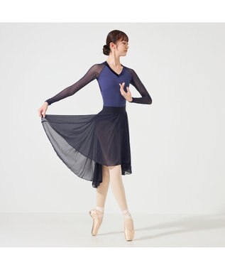 Chacott ◎【Nela ライン】ロングスリーブレオタード ネイビー