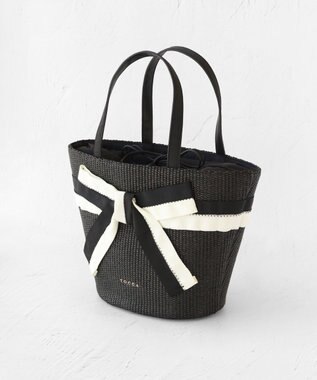 TOCCA BICOLOR RIBBON BASKET かごバッグ ブラック(ブラック×オフリボン)
