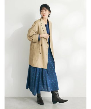 CRAFT STANDARD BOUTIQUE インド綿混キルト切替花柄ワンピース Blue