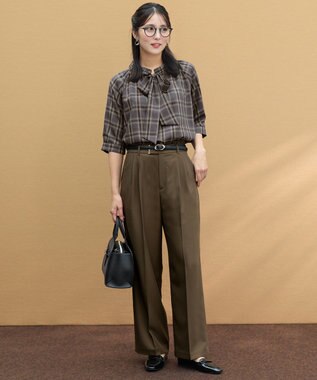 ANY SIS 褒めらレディストレッチ ワイドパンツ モカ