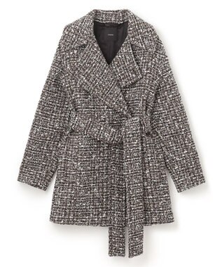 JOSEPH ウールツィード　ダブルブレステッドコート Black combo