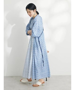 CRAFT STANDARD BOUTIQUE インド綿混エスニック切替ワンピース Blue