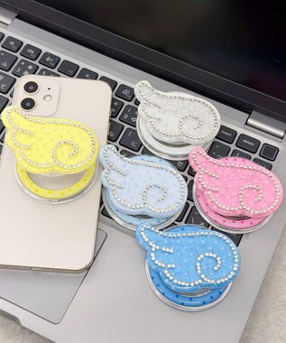 WEGO ビジューエンジェルmagsafeスマホグリップ ブルー