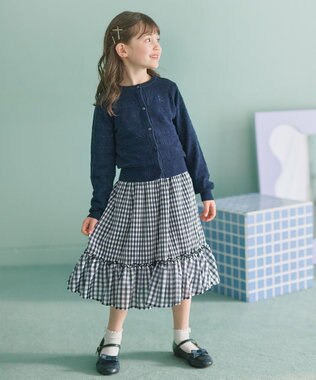 組曲 KIDS 【150-160㎝】ギンガムチェックプリーツ スカート ブラック系