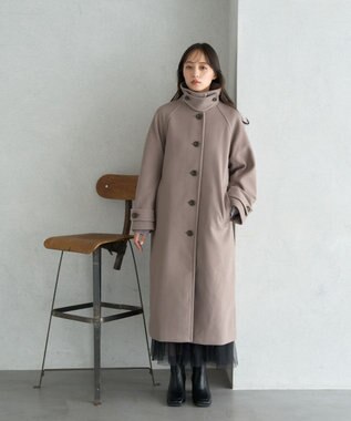 earth music&ecology 2WAYカラーロングコート モカ