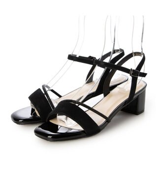 Riz raffinee <Riz raffinee>ラインストーン付きストラップサンダル ブラックメタリック