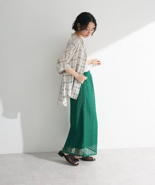 Green Parks 開襟シアージャケット風シャツ Check