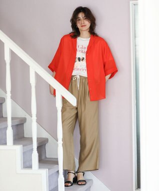 Green Parks 開襟シアージャケット風シャツ Check