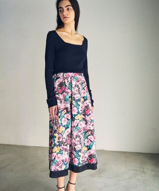 グラデフラワープリントスカート