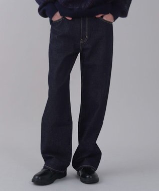 WEGO 【ユニセックス着用ITEM/ウエスト調整可】ストレートデニムパンツ デニムインディゴ