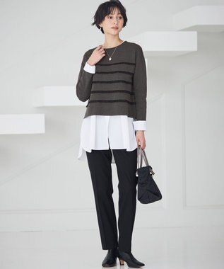 23区 L 【WEB&一部店舗限定/滝沢眞規子さん着用】フリルボーダー ニット グレー系