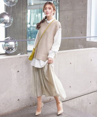 Tiaclasse 【安田美沙子さん着用・洗える】ヴィンテージサテンプリーツスカート アイボリー