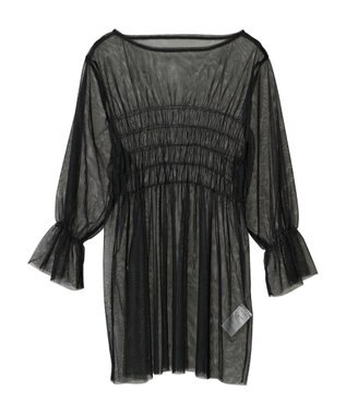 Green Parks チュールシャーリングチュニック Black