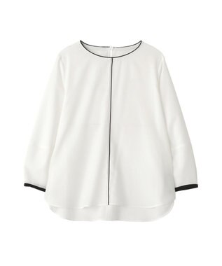 YECCA VECCA 配色パイピングブラウス Off White
