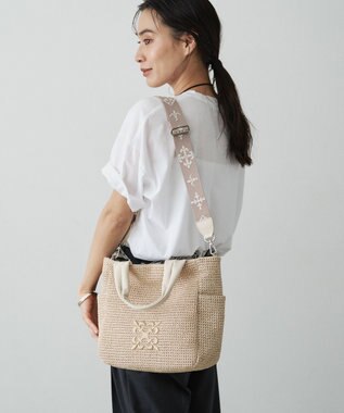 russet ナイロンラフィア2WAYトートバッグ(CE-1711) Ivory