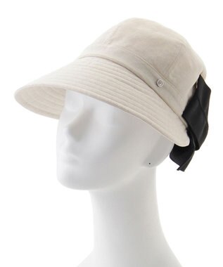 MOONBAT 【遮光100％/遮熱/UV】HIROKO KOSHINO(ヒロコ コシノ)遮光 リボンジョッキー 帽子 ゆったりMサイズ 手洗い可能/サイズ調整可能 オフホワイト