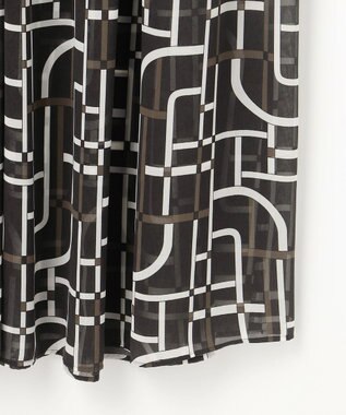 自由区 L 【17号サイズまで展開】ジオメトリックレトロプリント ワンピース グレーベース