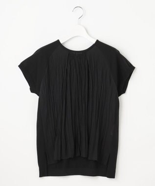 自由区 S 【洗える】ジョーゼットプリーツコンビ カットソー ブラック
