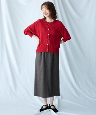 ANY 【2SET】ニットツインセット（半袖ニット＋Vネックカーデ） レッド