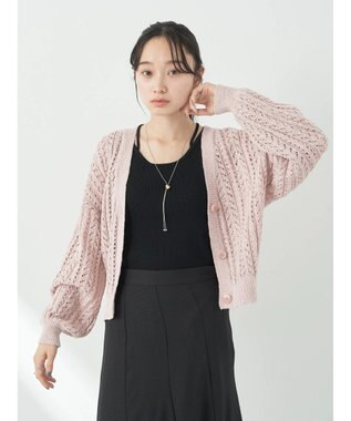 earth music&ecology スラブヤーンスカシカーディガン Pink