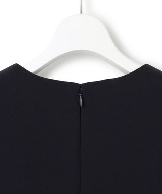 23区 S 【セットアップ対応/洗える】トリアセダブルジョーゼット シフォンスリーブ ワンピース ネイビー系