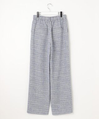 自由区 【セットアップ対応・洗える】ライトミックスツイードワイドストレート パンツ ライトブルー