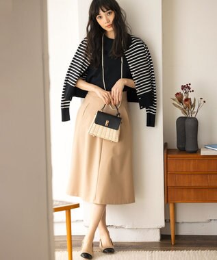 組曲 【UVケア・接触冷感】MINA ニットカーディガン オフ×ブラック系1