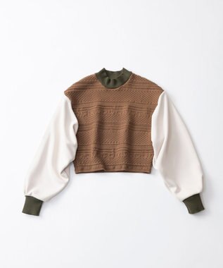 TRICOTE バンピー切り替えトップス 87BROWN