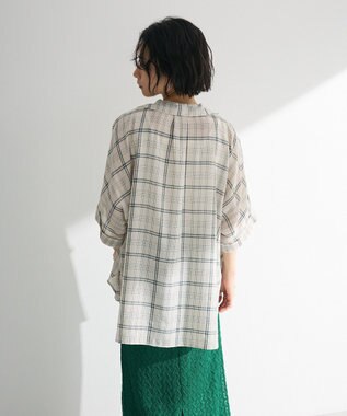 Green Parks 開襟シアージャケット風シャツ Check
