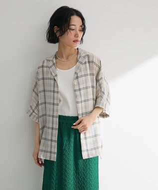 Green Parks 開襟シアージャケット風シャツ Check