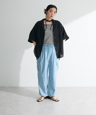 Green Parks 開襟シアージャケット風シャツ Check