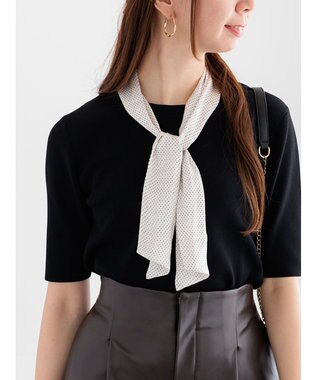 Te chichi スカーフカラーハーフスリーブニット ブラック