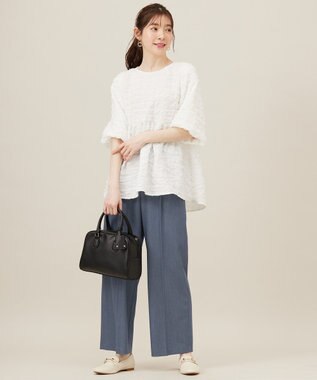 ANY SIS 【洗える】褒めらレディ ワイドパンツ シャンブレー