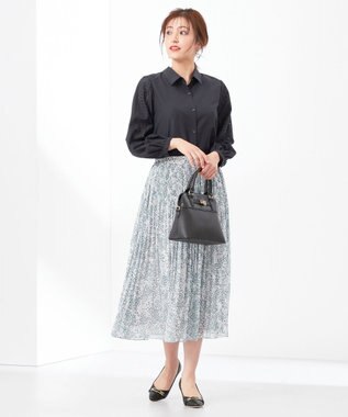 ANY SIS 【洗える】エンブロイダリースリーブ ブラウス ネイビー