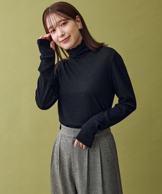 ウール混リブタートルネックカットソー