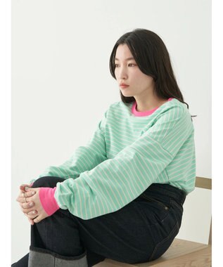 earth music&ecology トリカラーボーダーロンＴＥＥ Mint Green