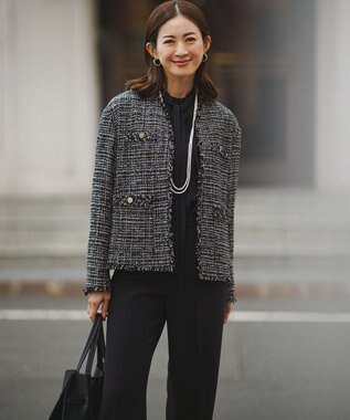 23区 【VERY3月号掲載/セットアップ対応】トリアセダブルジョーゼット フルレングス パンツ ネイビー系