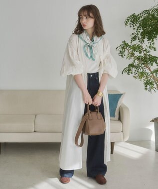 WEGO 【ANGIE VINTAGE】ボリュームスリーブ バンドカラー シャツワンピース