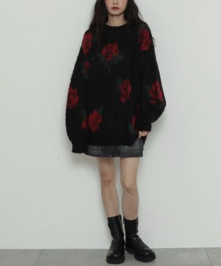 WEGO 【2025年秋冬新作】シャギーパターンニットBIGプルオーバー 柄4