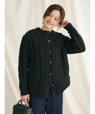 CRAFT STANDARD BOUTIQUE リサイクルポリエステルケーブルカーディガン Black