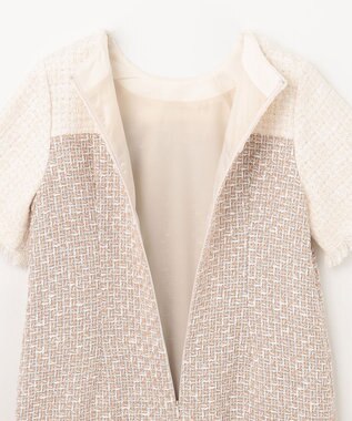 GRACE CONTINENTAL ツイードコンビミニワンピース ベージュ