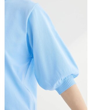 Green Parks パフ５分袖ニットプルオーバー Sax