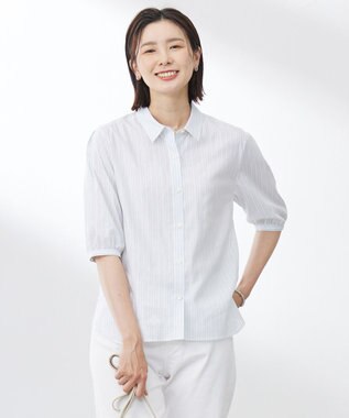 J.PRESS LADIES 【洗える】BEZ 空羽ストライプ シャツ ブラウス ホワイト系