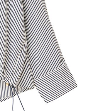 Green Parks 金ボタン裾ドロストシャツ Stripe