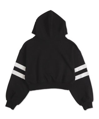 WEGO ナンバリングラインショートプルパーカー ブラック