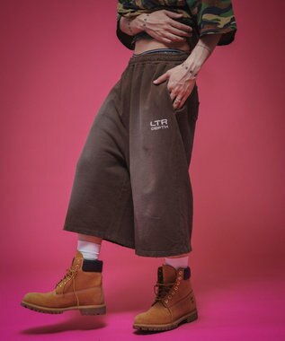 WEGO 【ユニセックス着用ITEM/ウエストゴム】ダメージアップリケショートパンツ ブラウン