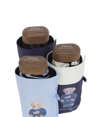 MOONBAT 【WEB限定】POLO RALPH LAUREN(ポロ ラルフローレン) 晴雨兼用日傘 折りたたみ傘 コンパクト ポロベア 一級遮光 遮熱 UV サックスブルー