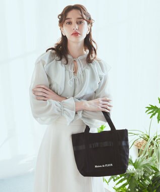 Maison de FLEUR マルチポケット帆布トートＳバッグ Black