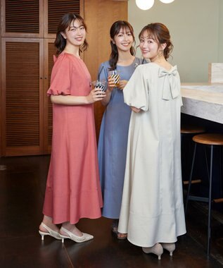 Tiaclasse バックリボンワンピース ライトベージュ